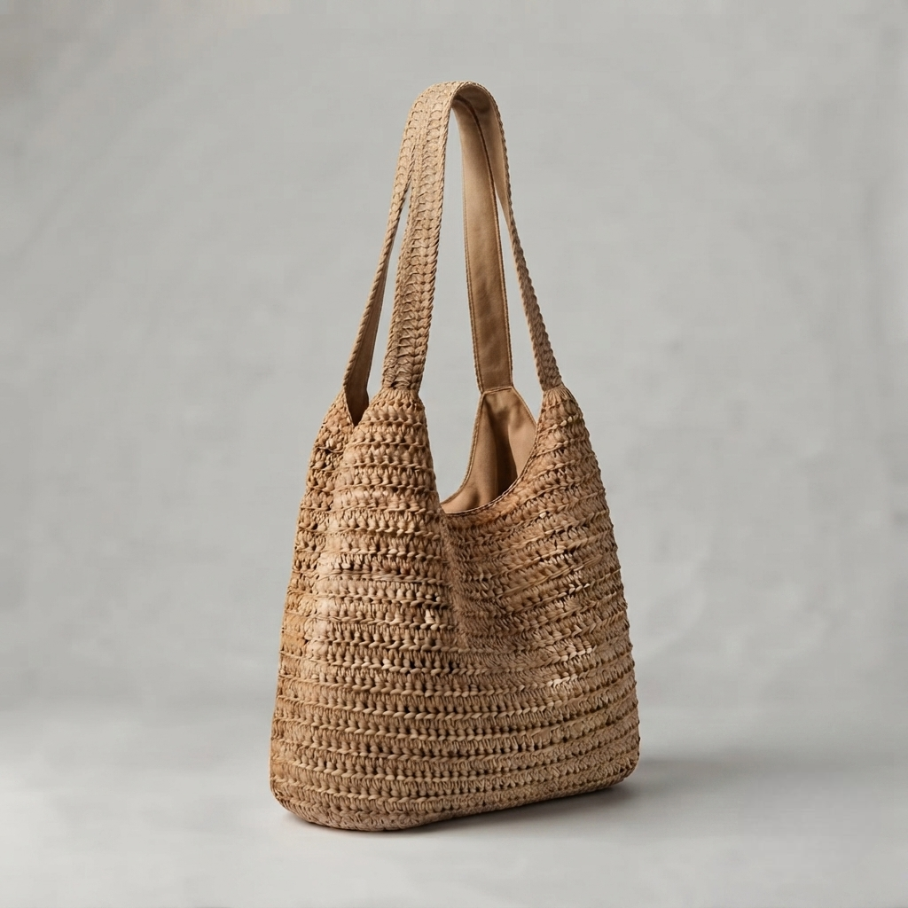 Bolso de Playa Tote de Rafia Tejida Grande de Gran Capacidad