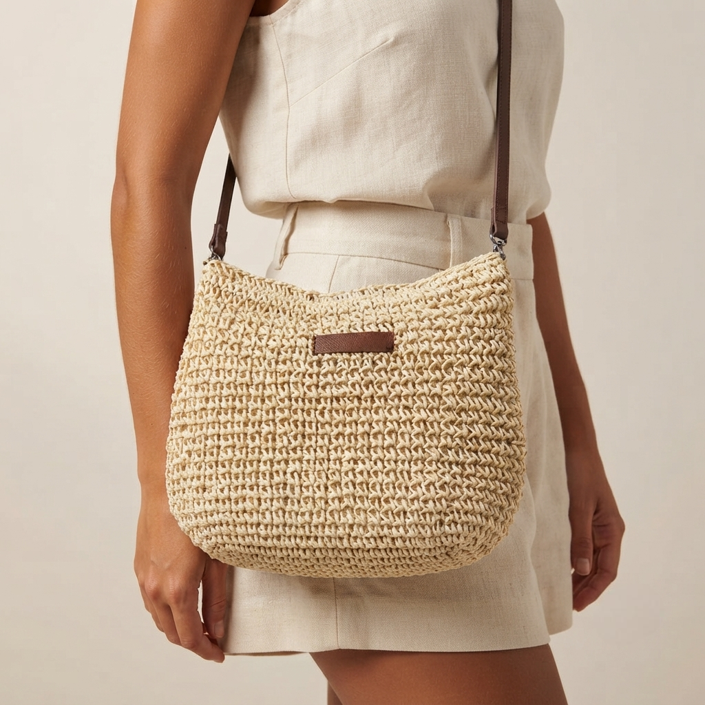 Bolso de Playa de Rafia Bandolera para Mujer