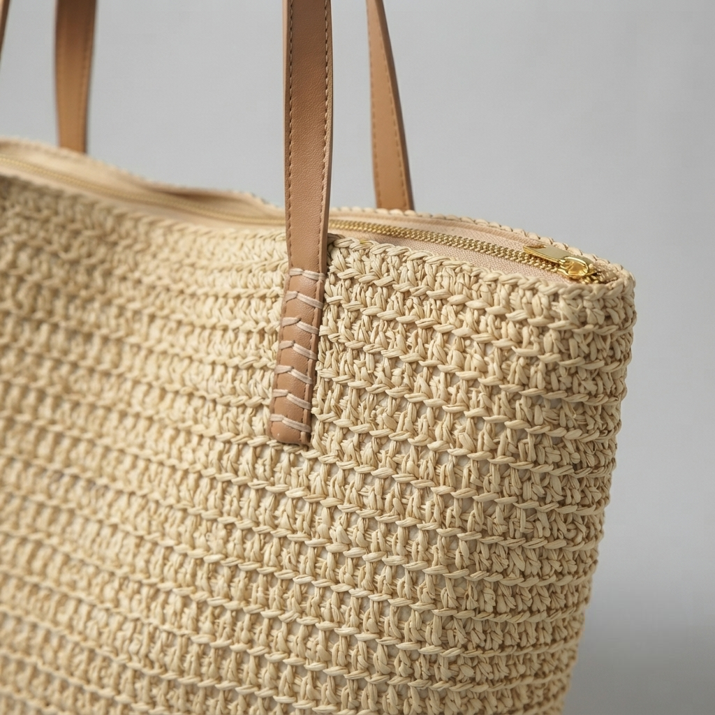 Bolso de Playa de Rafia Grande Tipo Tote para Mujer