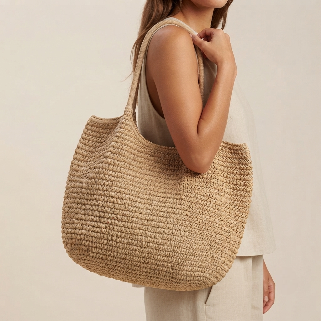 Bolso de Playa Tote de Rafia Tejida