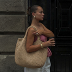 Bolso de Playa Tote de Rafia Tejida