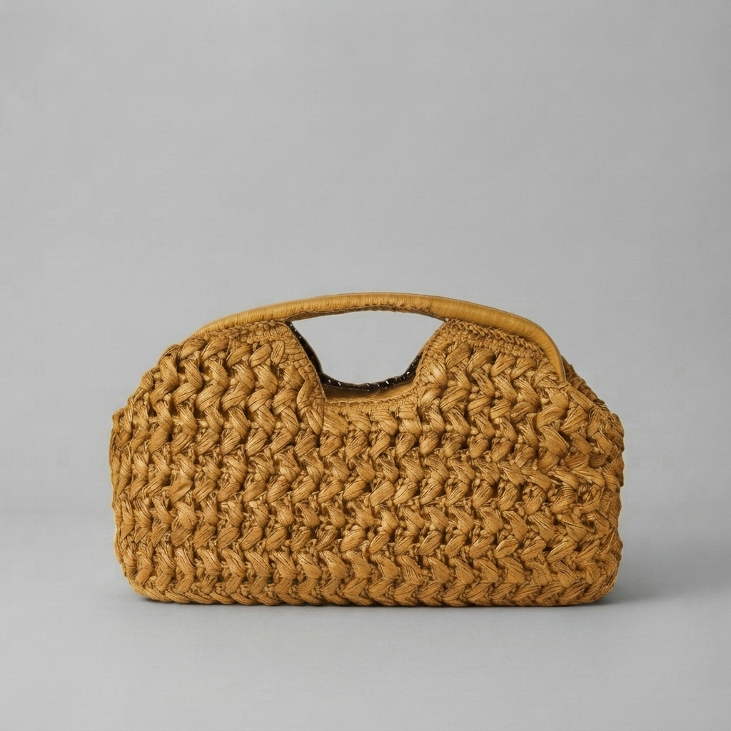 Bolso de Playa de Mano Tipo Clutch de Rafia para Verano