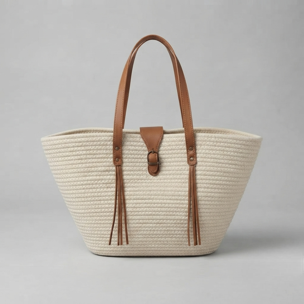 Bolso de Playa Capazo Tejido con Forma