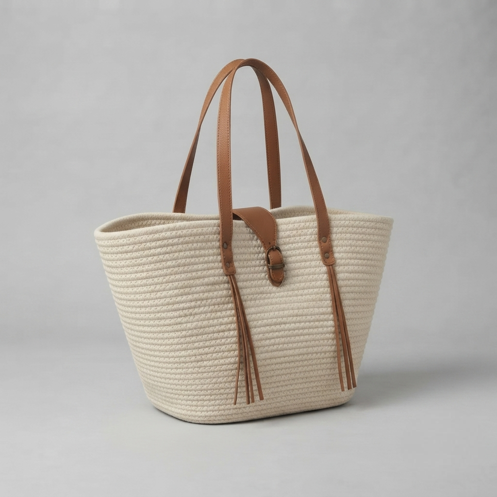 Bolso de Playa Capazo Tejido con Forma