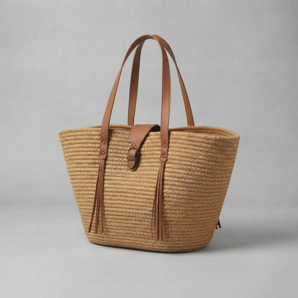 Bolso de Playa Capazo Tejido con Forma