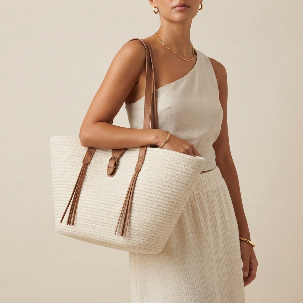 Bolso de Playa Capazo Tejido con Forma