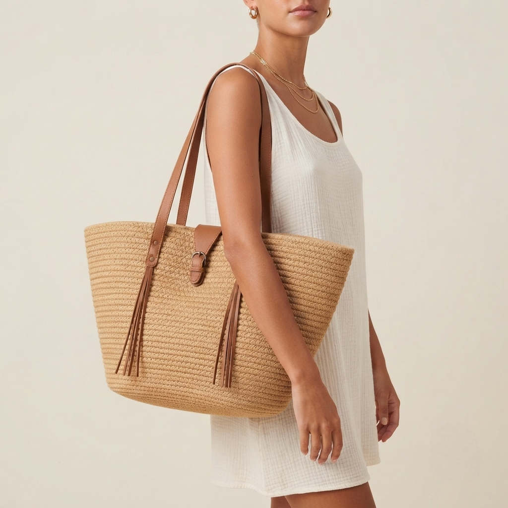 Bolso de Playa Capazo Tejido con Forma