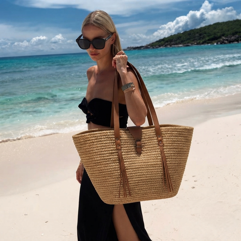 Bolso de Playa Capazo Tejido con Forma