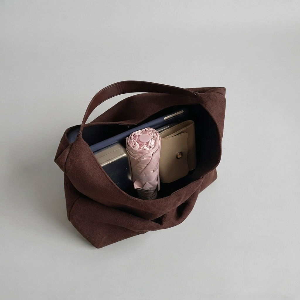 Bolso Tote de Hombro Grande de Mujer de Ante