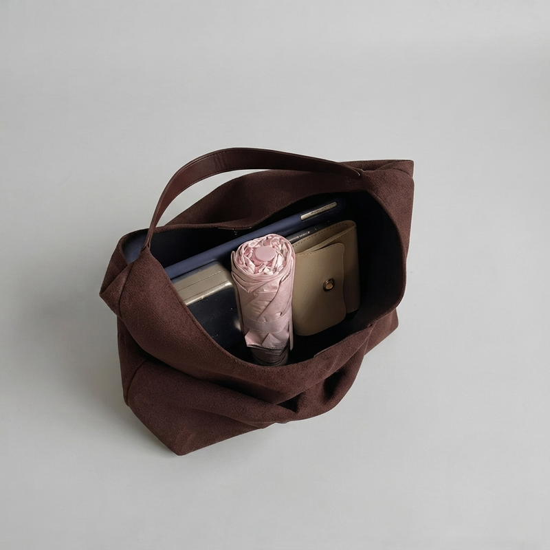 Bolso Tote de Hombro Grande de Mujer de Ante