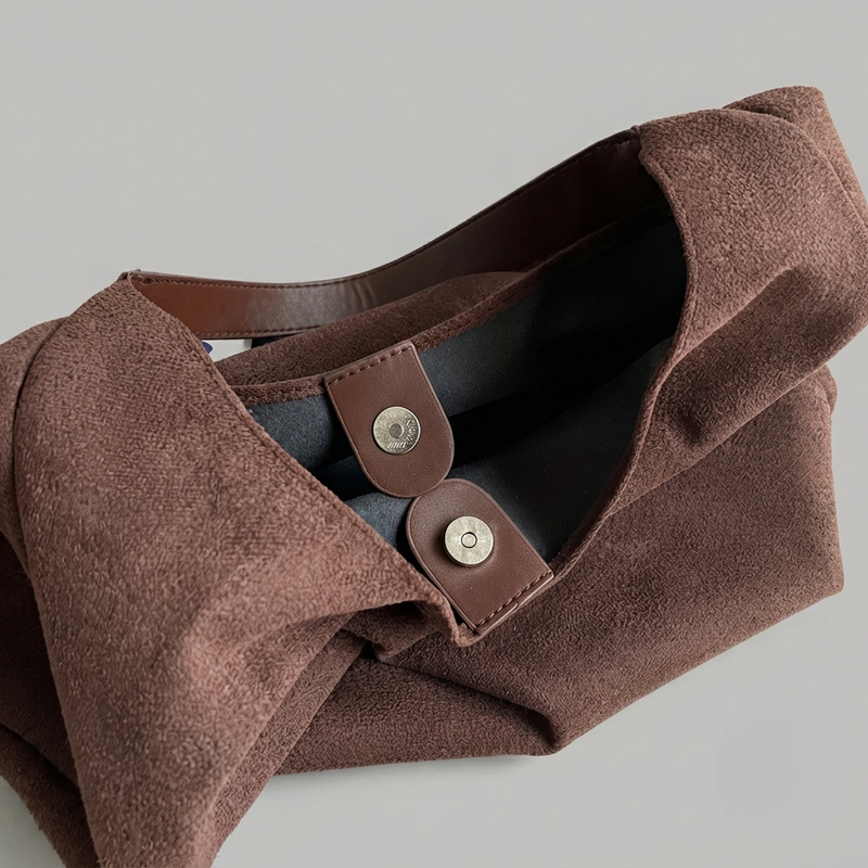 Bolso Tote de Hombro Grande de Mujer de Ante