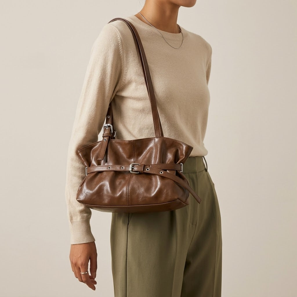 Bolso Tote de Hombro Pequeño de Mujer Encerado