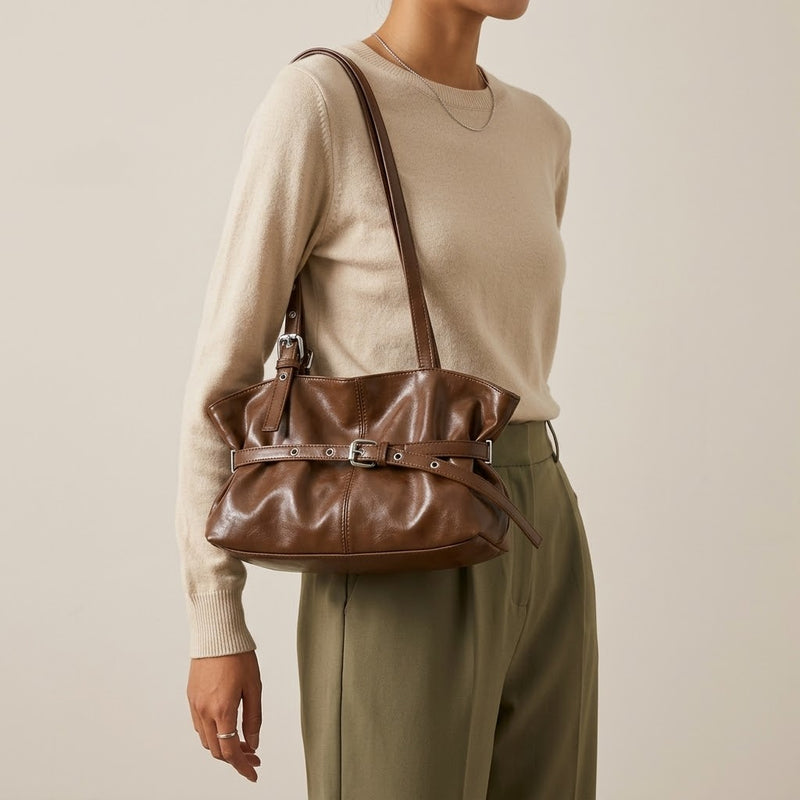 Bolso Tote de Hombro Pequeño de Mujer Encerado