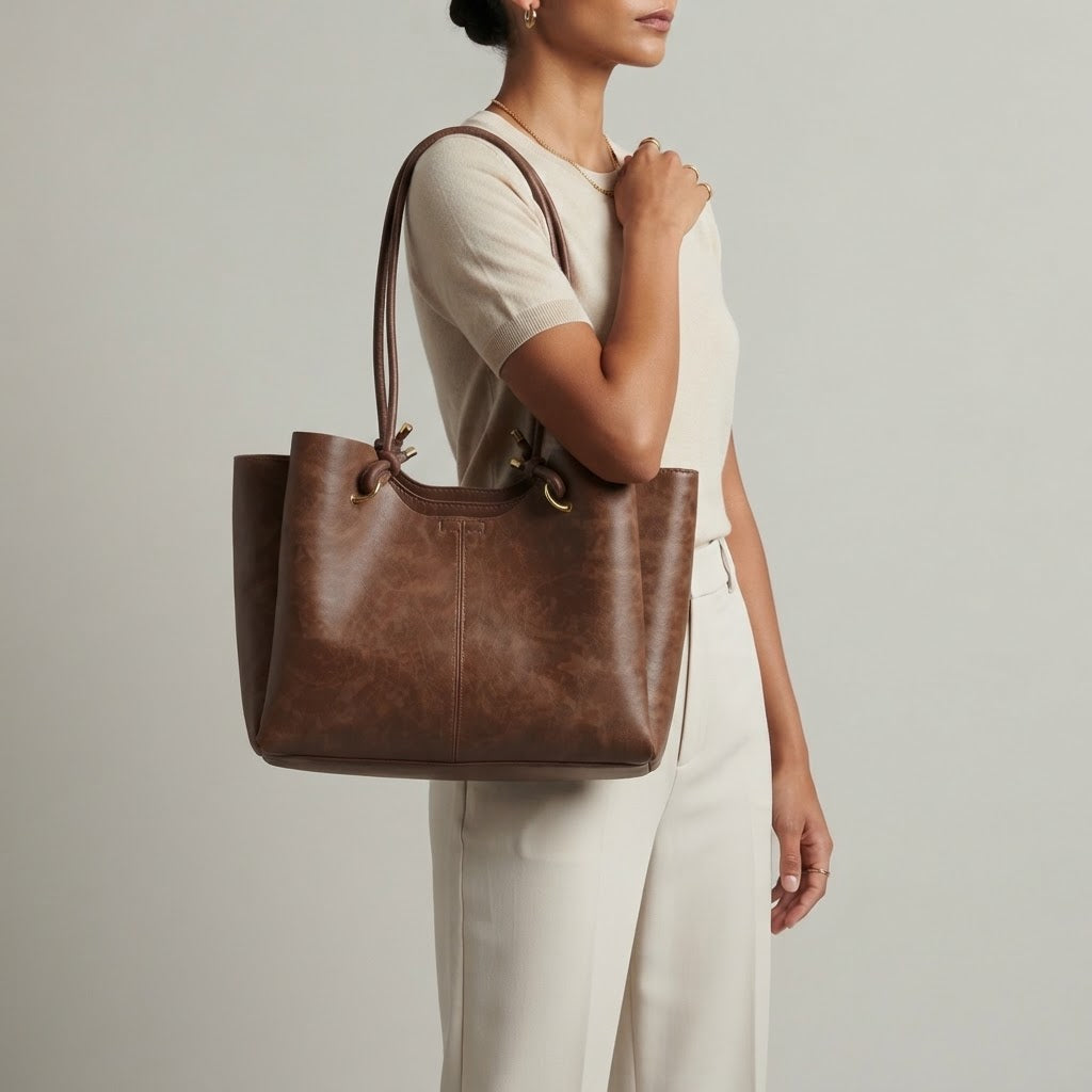 Bolso Tote de Hombro Grande de Mujer Tipo Cubo