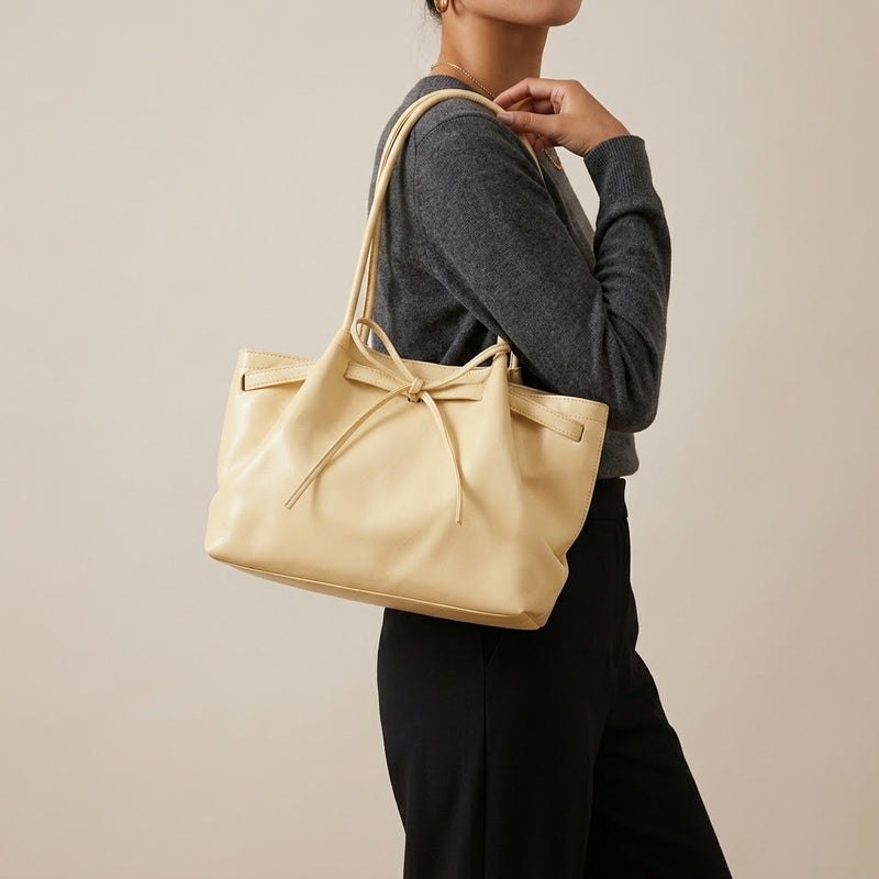 Bolso de Mano Pequeño de Mujer Cesta con Lazo