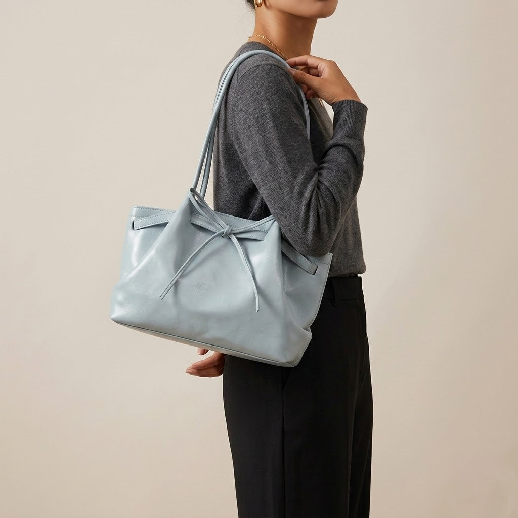 Bolso de Mano Pequeño de Mujer Cesta con Lazo