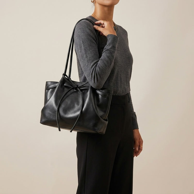 Bolso de Mano Pequeño de Mujer Cesta con Lazo