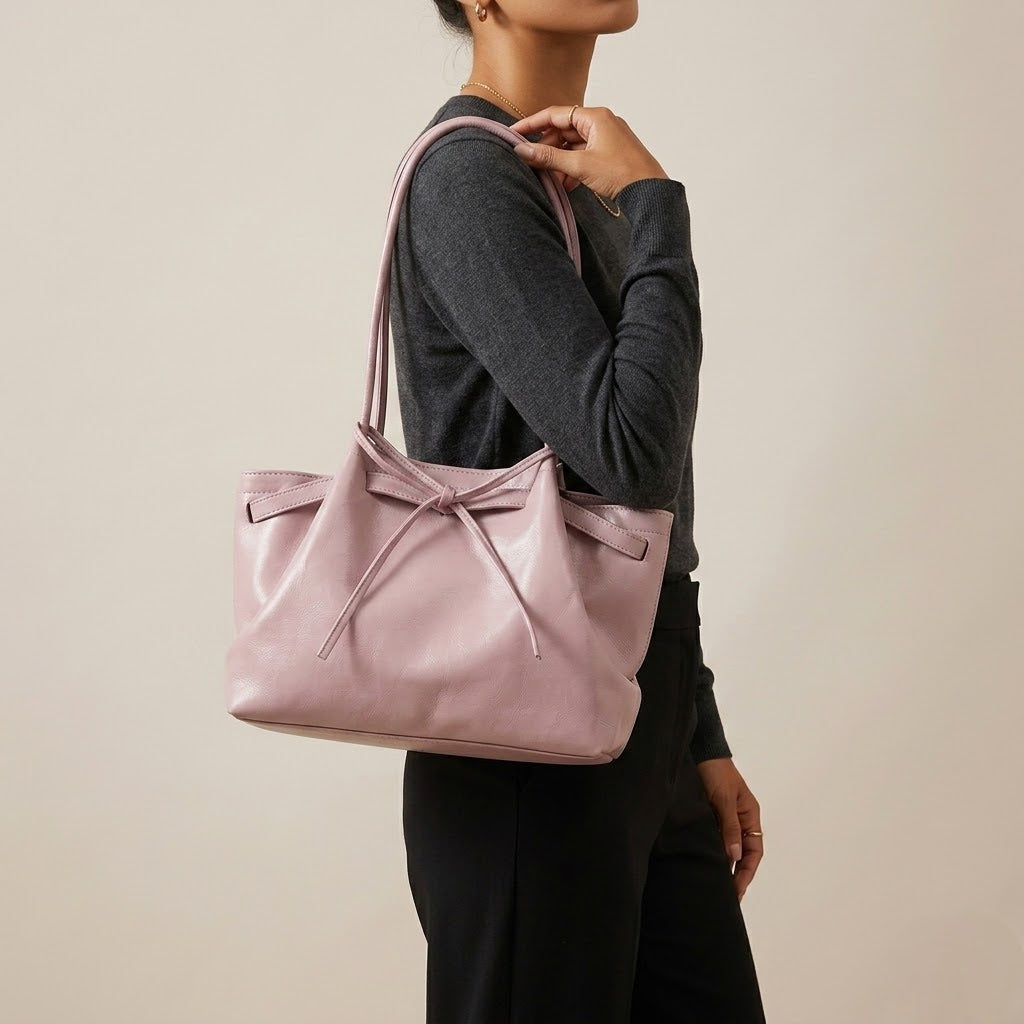 Bolso de Mano Pequeño de Mujer Cesta con Lazo