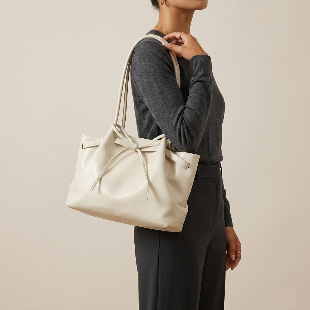 Bolso de Mano Pequeño de Mujer Cesta con Lazo