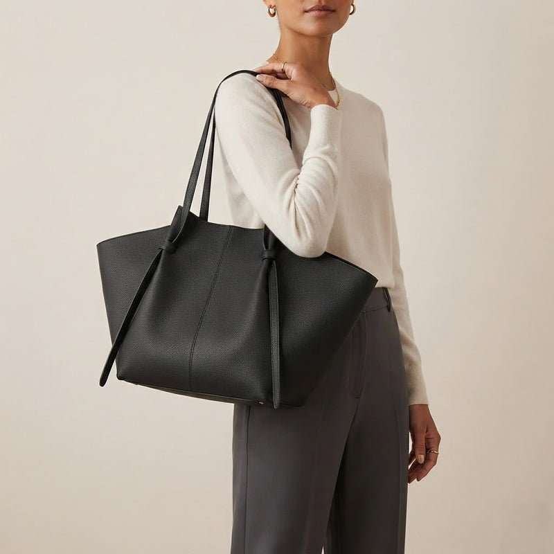 Bolso Tote de Hombro Grande de Mujer Plisado
