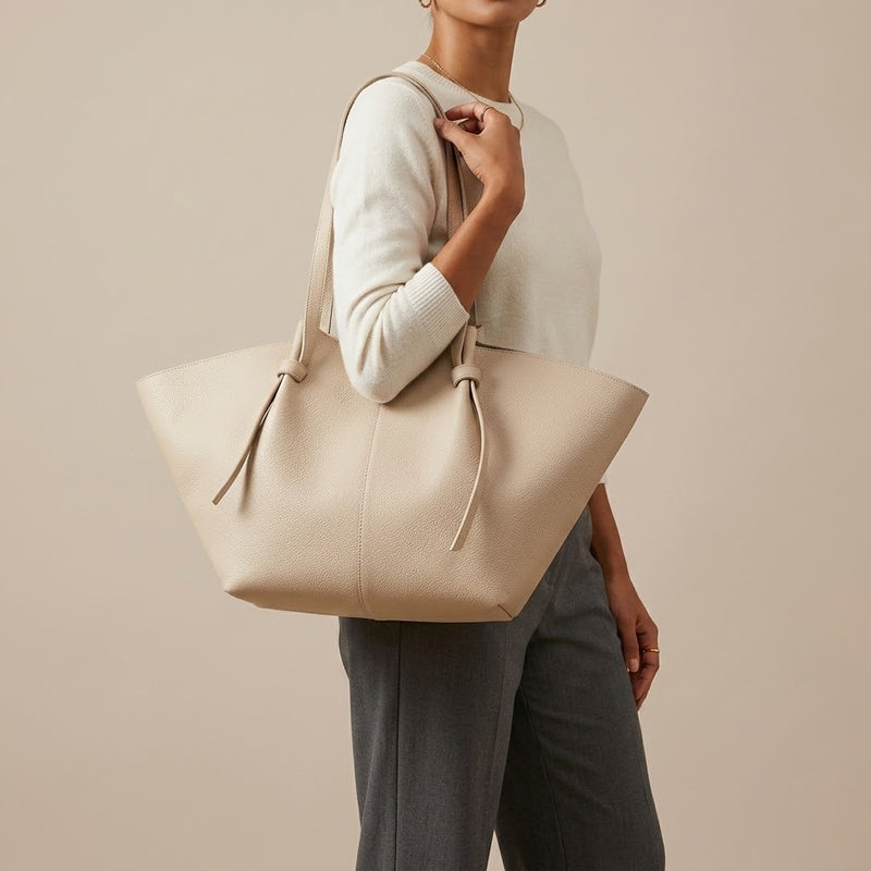Bolso Tote de Hombro Grande de Mujer Plisado