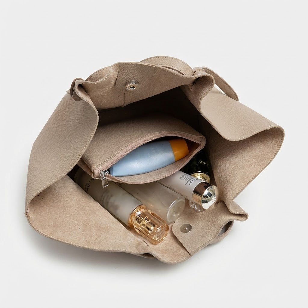 Bolso Tote de Hombro Grande de Mujer Plisado