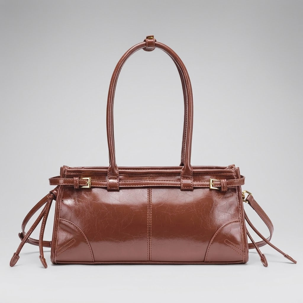 Bolso Tote de Hombro Pequeño de Mujer Encerado Retro
