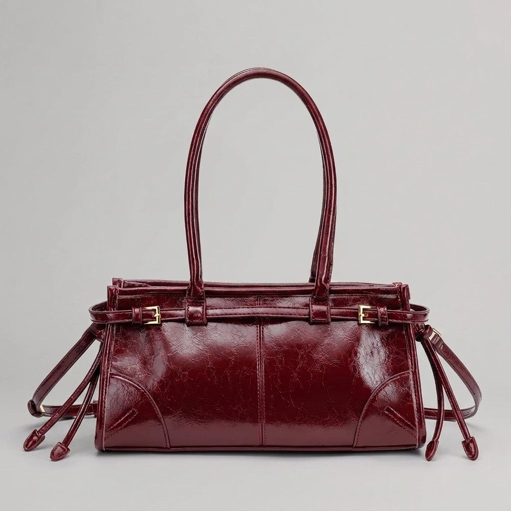Bolso Tote de Hombro Pequeño de Mujer Encerado Retro