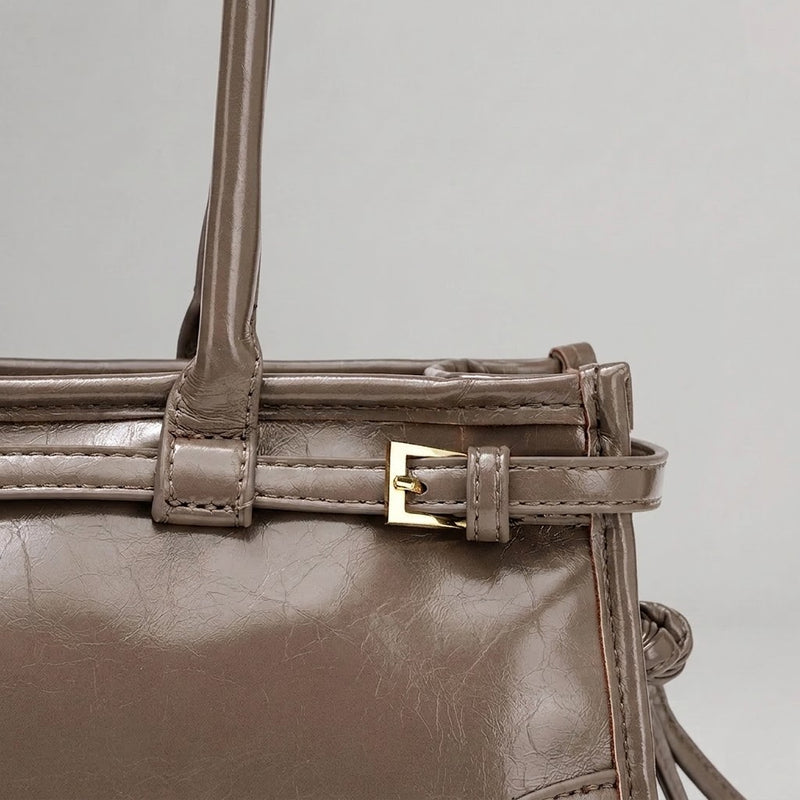 Bolso Tote de Hombro Pequeño de Mujer Encerado Retro