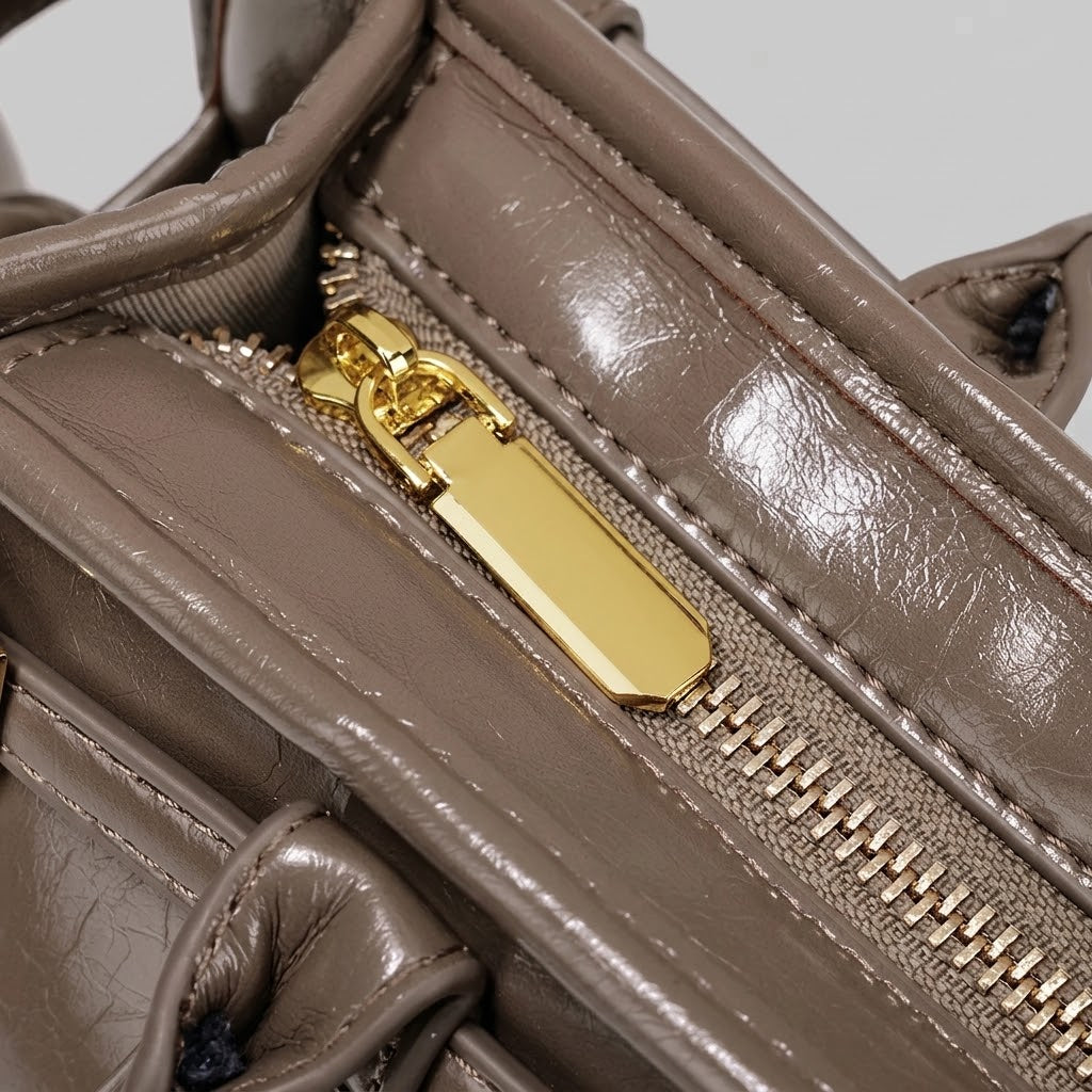 Bolso Tote de Hombro Pequeño de Mujer Encerado Retro