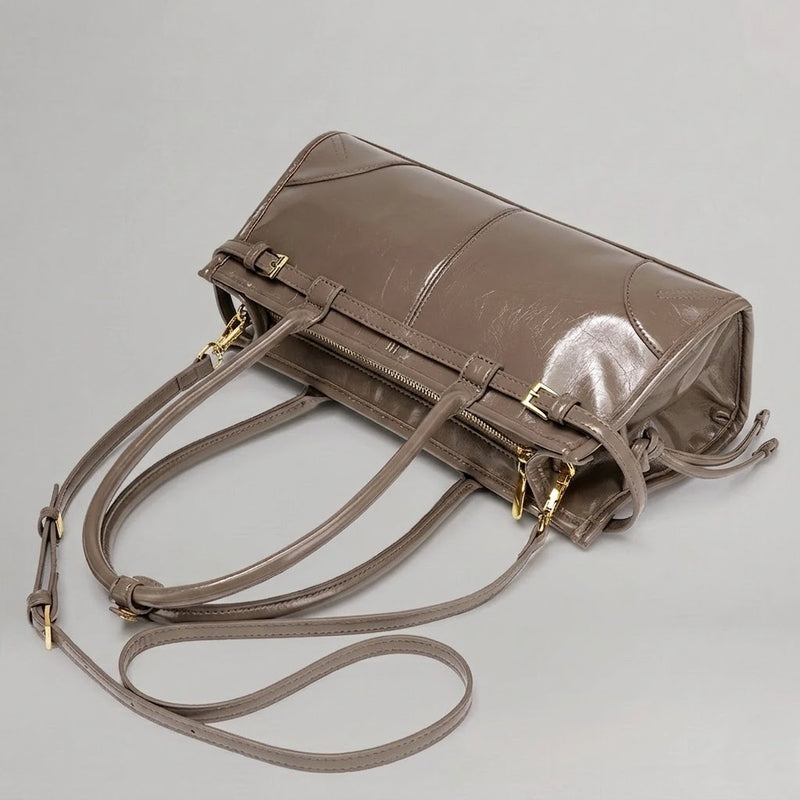 Bolso Tote de Hombro Pequeño de Mujer Encerado Retro