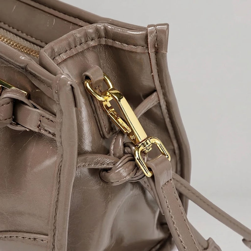 Bolso Tote de Hombro Pequeño de Mujer Encerado Retro
