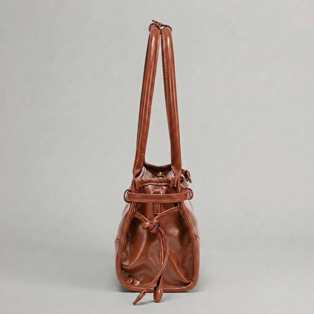 Bolso Tote de Hombro Pequeño de Mujer Encerado Retro