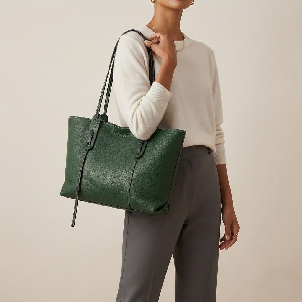 Bolso Tote de Hombro Grande de Mujer de Piel