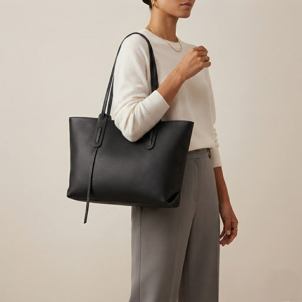 Bolso Tote de Hombro Grande de Mujer de Piel