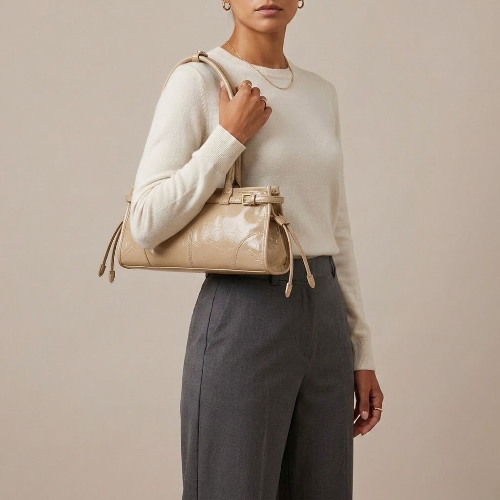 Bolso Tote de Hombro Pequeño de Mujer Encerado Retro