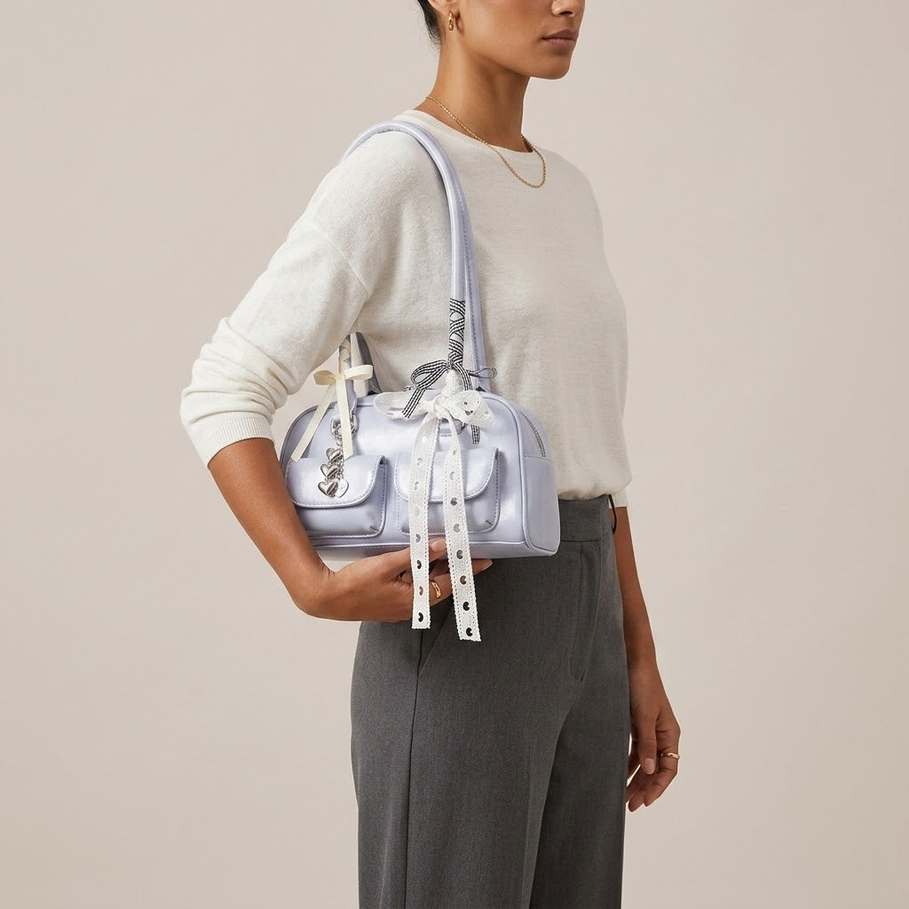 Bolso de Mano Pequeño de Mujer con Pañuelo