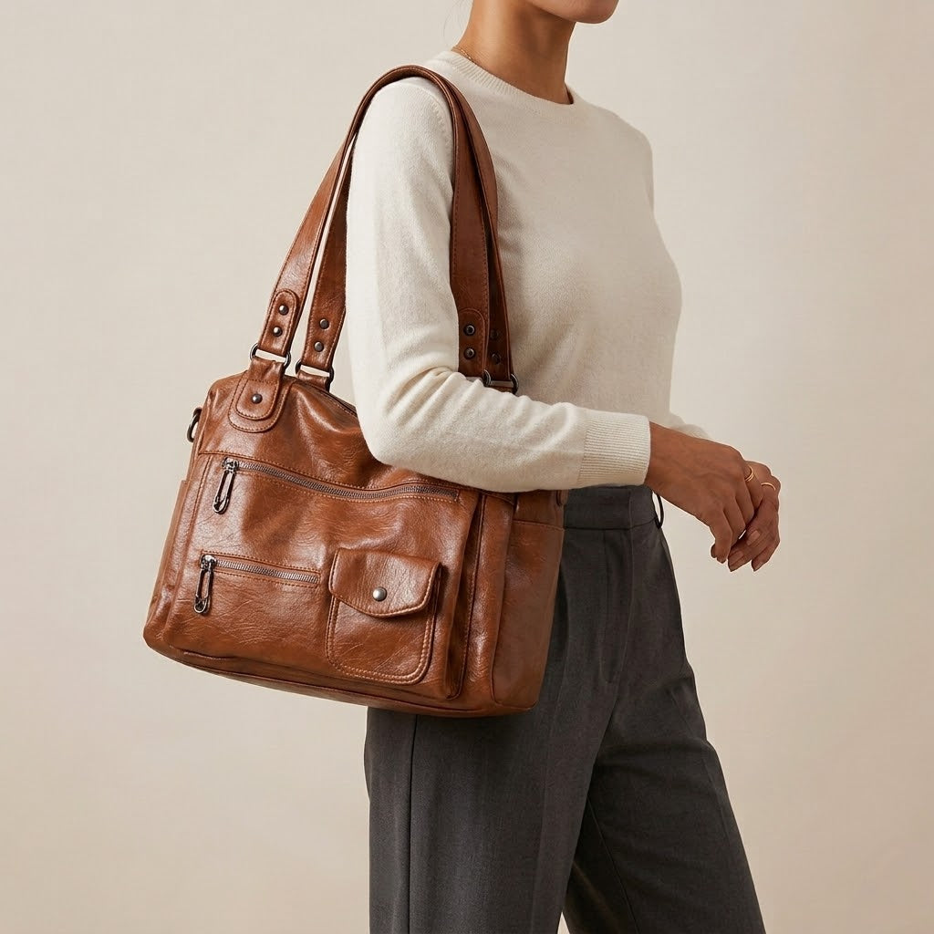 Bolso Tote de Hombro Grande de Mujer Vintage