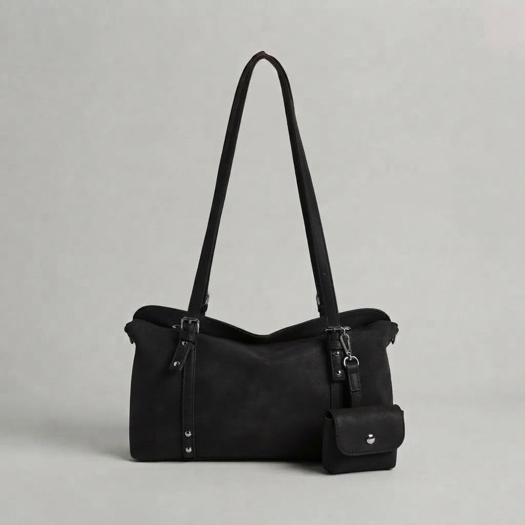 Bolso de Hombro de Mujer para el Día a Día, el Trabajo y la Ciudad, Estilo Retro en Ante