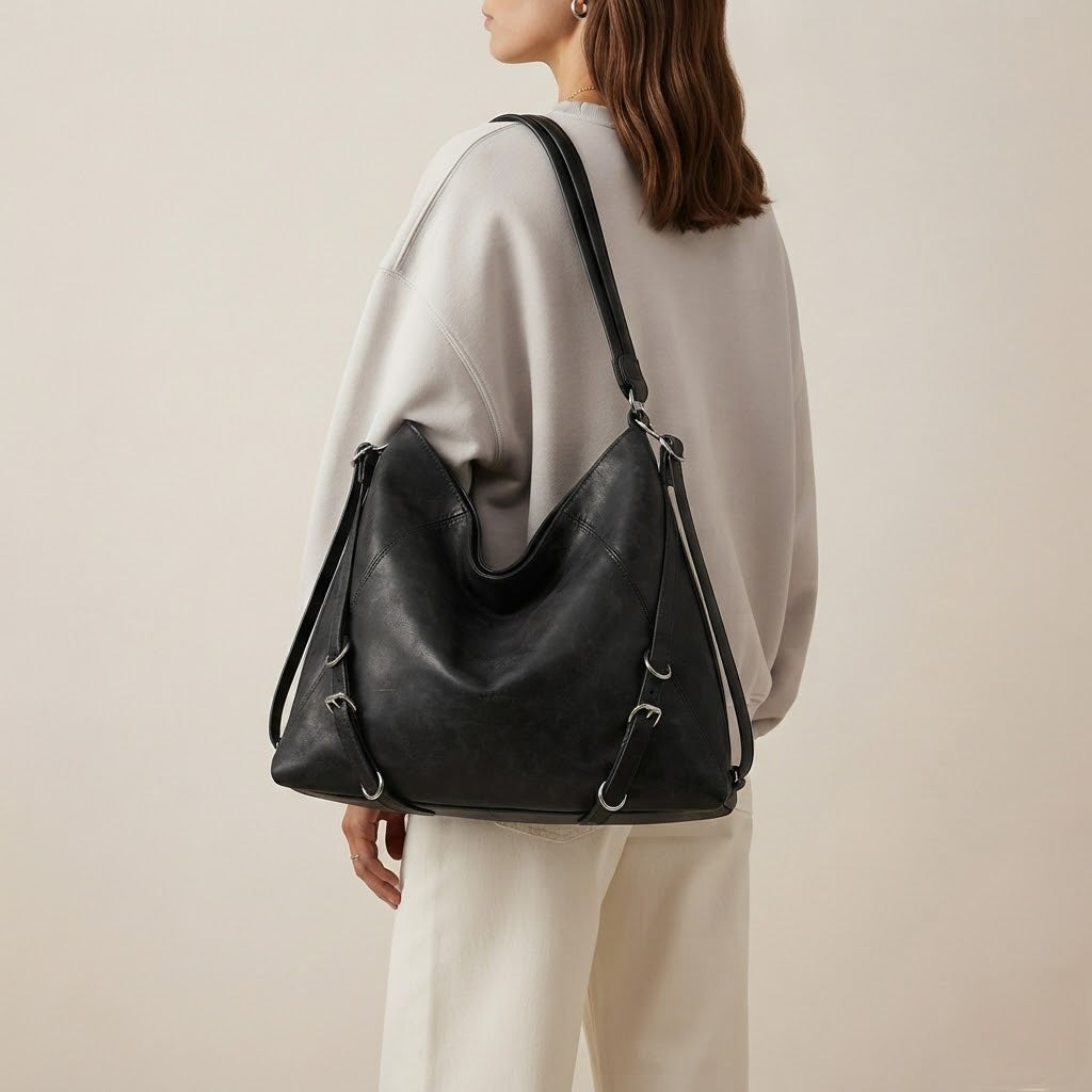 Bolso Tote de Hombro Grande de Mujer para el Trabajo, el Día a Día y la Ciudad, Estilo Retro en Polipiel