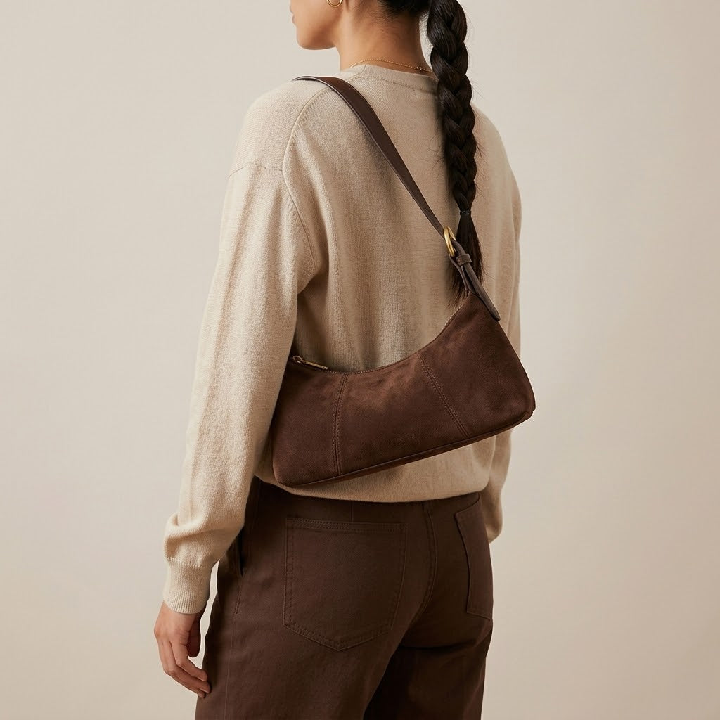 Bolso de Hombro Pequeño de Mujer para el Otoño, Salir y el Día a Día, Estilo Hobo en Polipiel