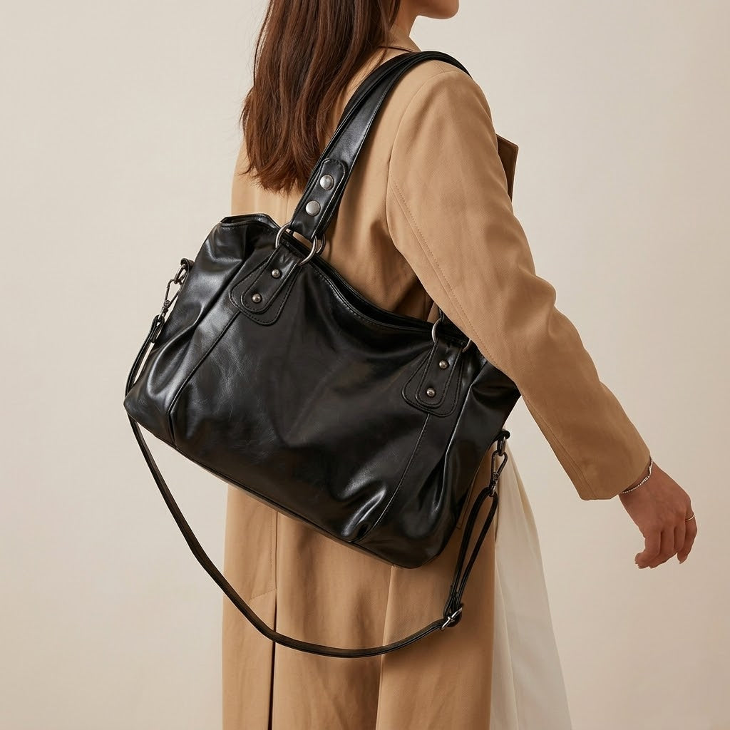 Bolso Tote de Hombro y Bandolera Mediano de Mujer para el Día a Día, el Trabajo y la Ciudad, Coreano en Polipiel