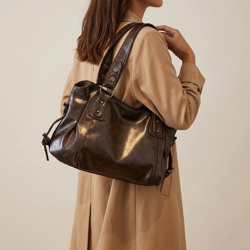 Bolso Tote de Hombro y Bandolera Mediano de Mujer para el Día a Día, el Trabajo y la Ciudad, Coreano en Polipiel