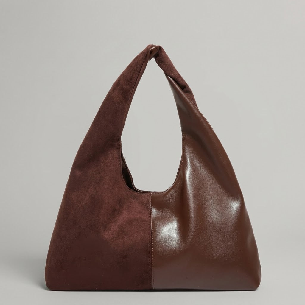 Bolso de Hombro Mediano de Mujer para el Trabajo, la Universidad y el Día a Día, Estilo Coreano en Ante