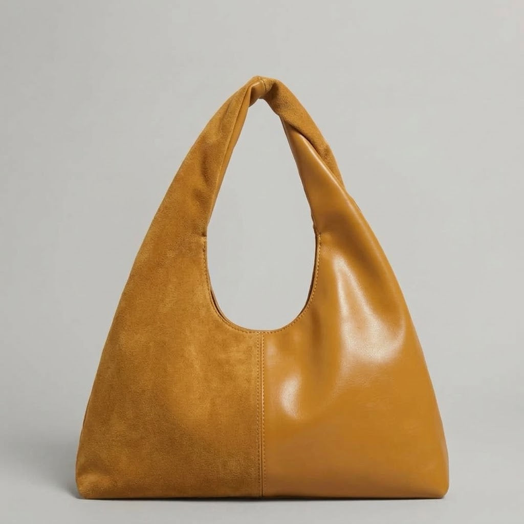 Bolso de Hombro Mediano de Mujer para el Trabajo, la Universidad y el Día a Día, Estilo Coreano en Ante