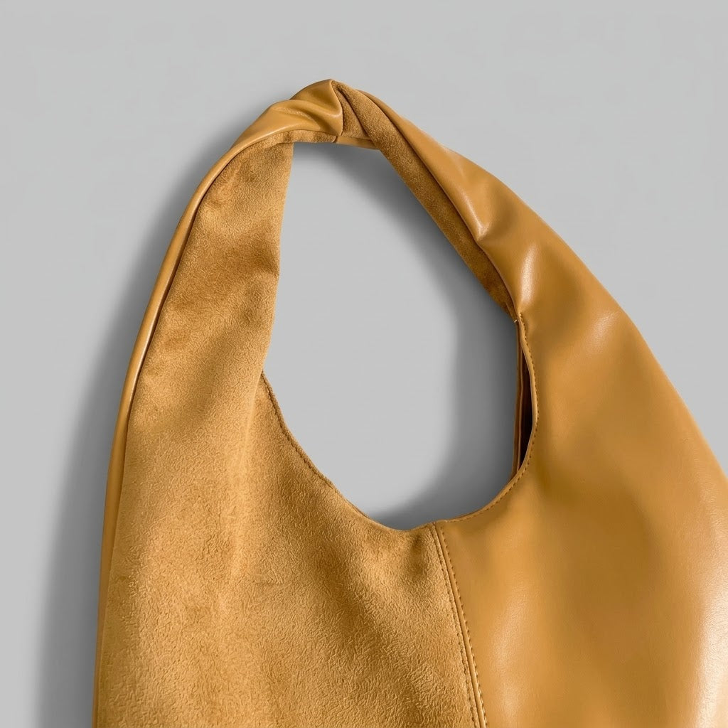 Bolso de Hombro Mediano de Mujer para el Trabajo, la Universidad y el Día a Día, Estilo Coreano en Ante