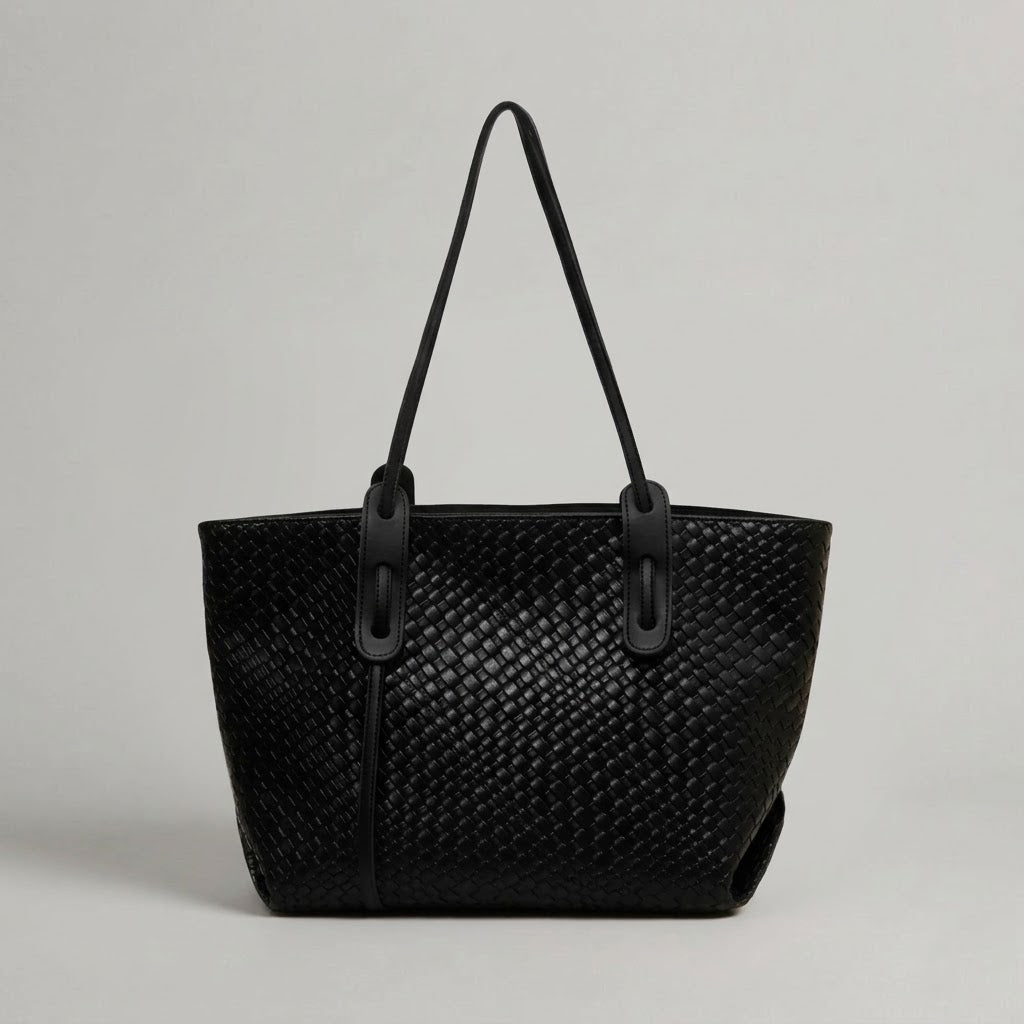Bolso Tote de Hombro Grande de Mujer para el Trabajo, la Universidad y el Día a Día, Textura Trenzada en Polipiel