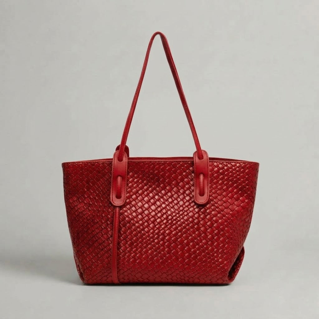 Bolso Tote de Hombro Grande de Mujer para el Trabajo, la Universidad y el Día a Día, Textura Trenzada en Polipiel