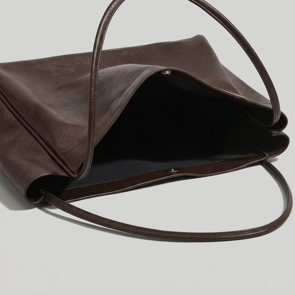 Bolso Tote de Hombro Grande de Mujer para Documentos, la Universidad y el Día Entero, Forma Cuadrada en Polipiel