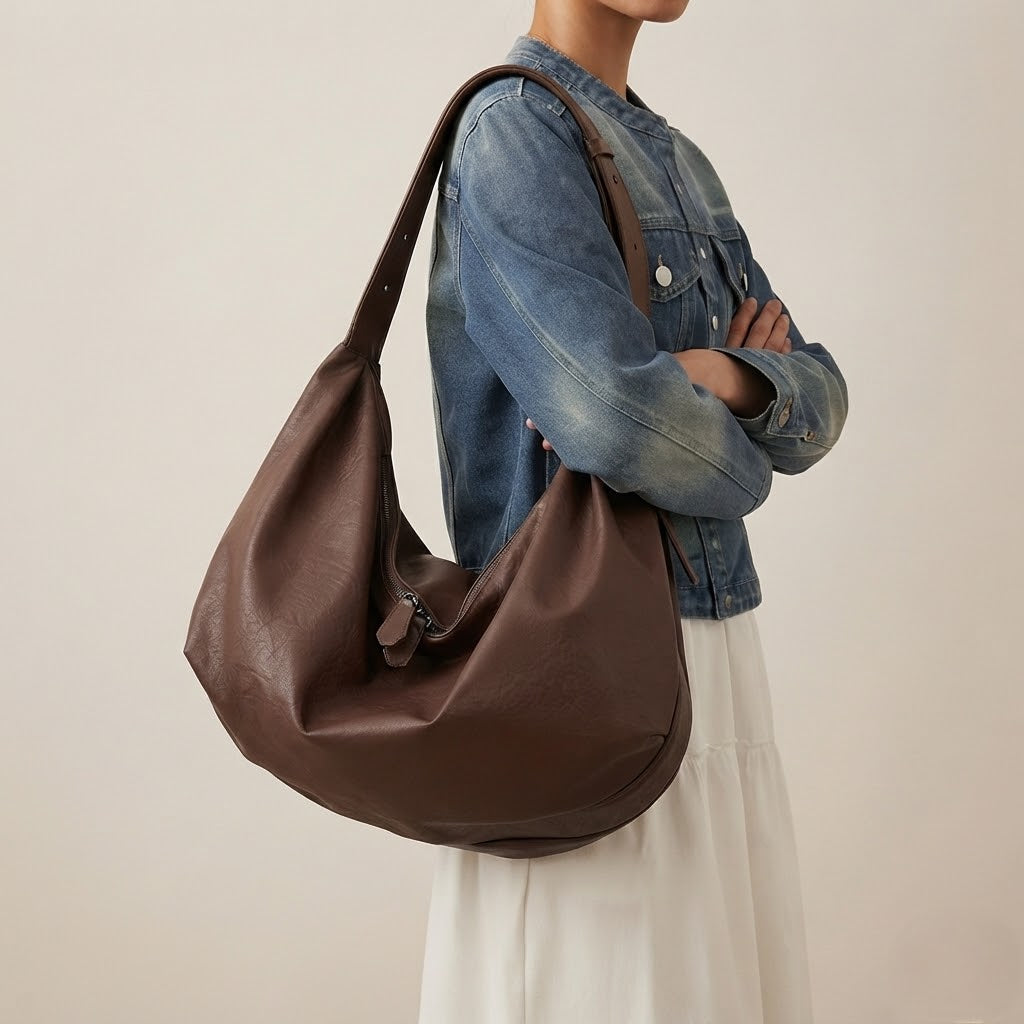 Bolso Tote de Hombro Grande de Mujer para el Día a Día, Salir y la Ciudad, Minimalista en Polipiel